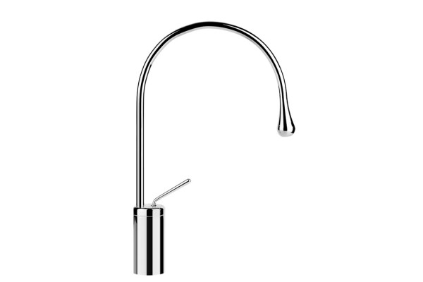 Gessi Goccia Смеситель для раковины на 1 отверстие высокий излив 244мм R=125 цвет: шлифованный хром 33605#147