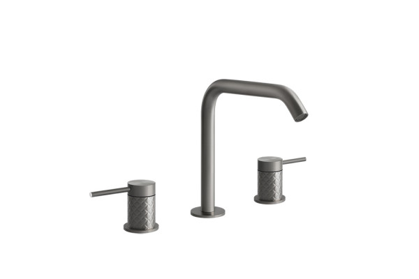 GESSI 316 Смеситель для раковины на 3 отверстия без донного клапана излив 156мм h=201мм цвет: steel brushed 54112#239