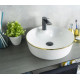 Накладная раковина Gid D1306h011 45х45 белая с золотом, круглая,  в современном стиле