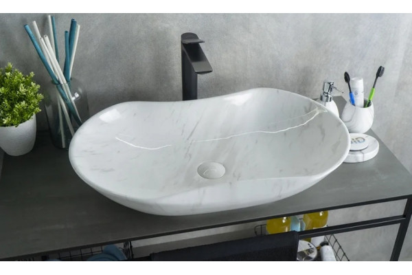 Накладная раковина Gid Mnc503H012 66.5х41 под камень прямоугольная, цвет белый
