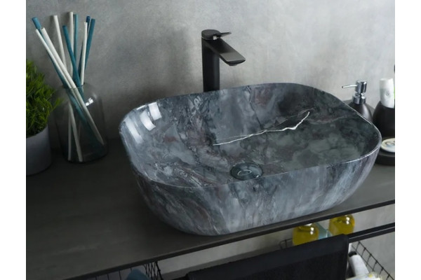 Накладная раковина Gid K397G124 50х40 под камень прямоугольная, цвет серый