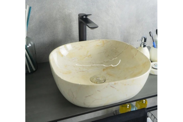 Накладная раковина Gid Mnc542 42.5х42.5 под камень квадратная, цвет бежевый