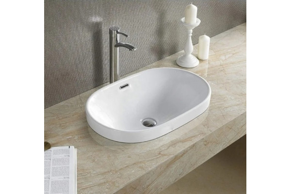 Встраиваемая сверху раковина Gid S1004 60х40 белая овальная, цвет белый