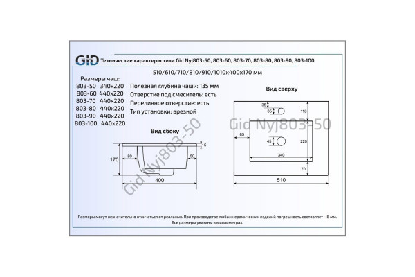 Встраиваемая сверху раковина Gid NYJ803-90 91х40 белая прямоугольная, цвет белый