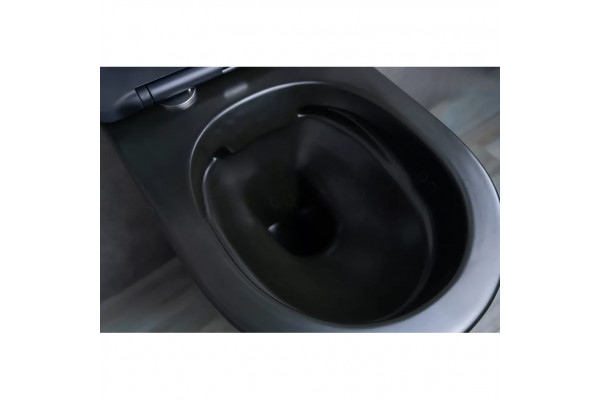 Подвесной унитаз Gid Bm2198 микролифт черный, овальный, 37x49 см