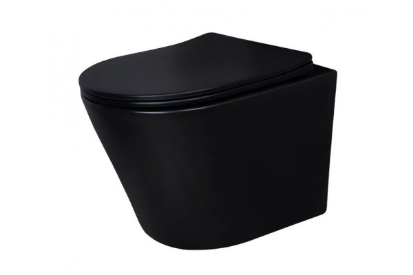 Подвесной унитаз Gid Tr2130bm микролифт черный, овальный, 36.5x48 см