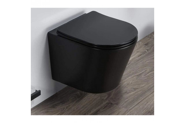 Подвесной унитаз Gid Tr2130bm микролифт черный, овальный, 36.5x48 см