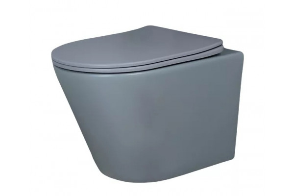 Подвесной унитаз Gid Tr2130Gm микролифт серый, овальный, 36.5x48 см