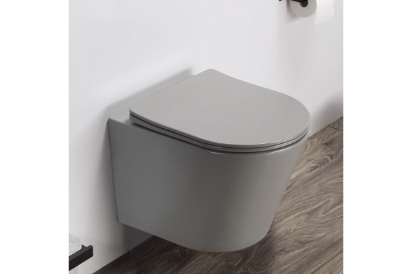 Подвесной унитаз Gid Tr2130Gm микролифт серый, овальный, 36.5x48 см