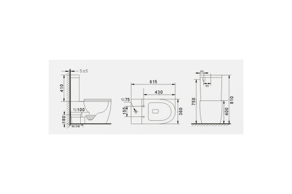 Напольный унитаз Gid Tr2177BM микролифт черный, овальный, 36x62 см
