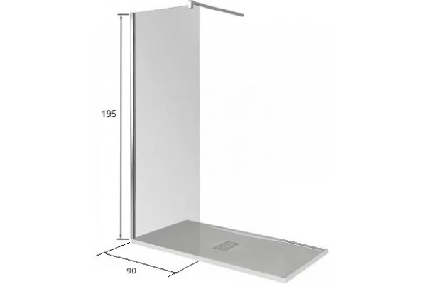 Душевая перегородка Good Door Walk in SP-90-C-CH 90х195 стекло прозрачное, профиль хром