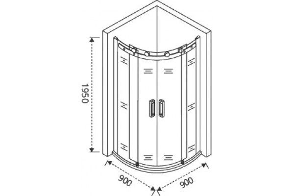 Душевой уголок Good Door Galaxy R-TD-90-C-B четверть круга, двери раздвижные