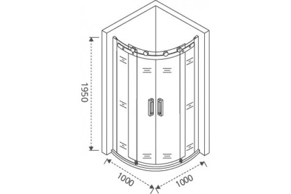Душевой уголок Good Door Galaxy R-TD-100-C-B четверть круга, двери раздвижные