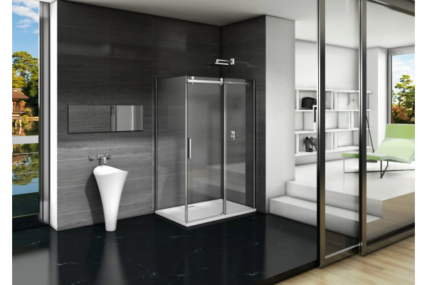 Душевой уголок Good Door Galaxy WTW+SP-C-CH 110x100, профиль хром, прямоугольный, двери раздвижные