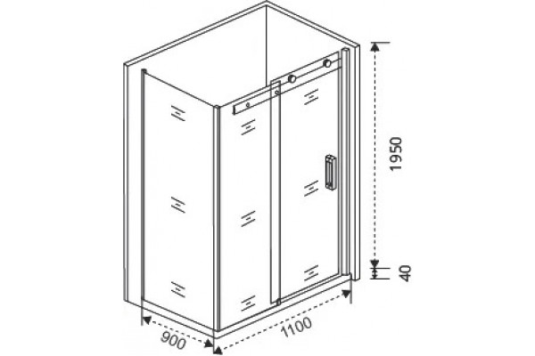Душевой уголок Good Door Galaxy WTW+SP-C-В 110x90, профиль черный, прямоугольный, двери раздвижные