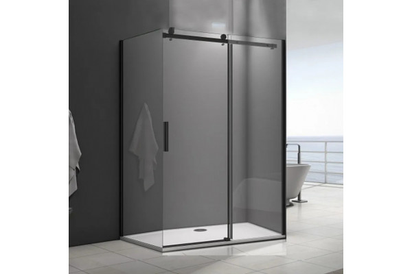 Душевой уголок Good Door Galaxy WTW+SP-C-В 110x100, профиль черный, прямоугольный, двери раздвижные