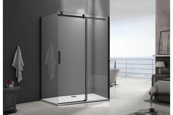 Душевой уголок Good Door Galaxy WTW+SP-C-В 110x100, профиль черный, прямоугольный, двери раздвижные