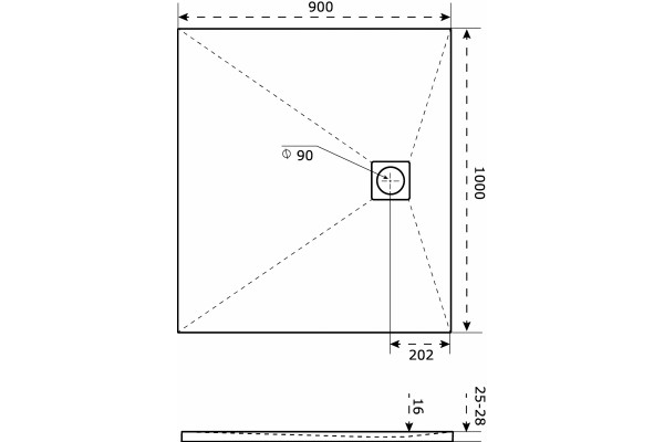Поддон для душа Good Door Essentia 90x100 белый прямоугольный, низкий
