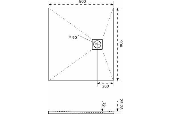 Поддон для душа Good Door Essentia 80x90 черный прямоугольный, низкий