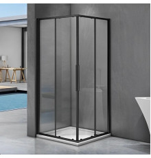 Душевой уголок Good Door Idea CR-90-C-B 90x90, профиль черный, квадратный, двери раздвижные