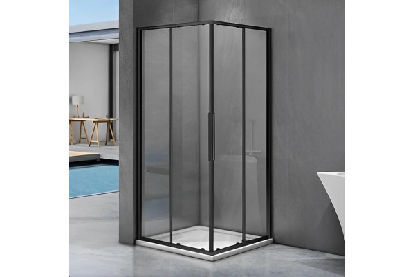 Душевой уголок Good Door Idea CR-90-C-B 90x90, профиль черный, квадратный, двери раздвижные