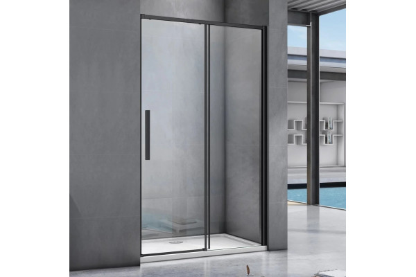 Душевая дверь в нишу Good Door Idea WTW-120-C-B 120 см, профиль черный, раздвижная, стекло прозрачное