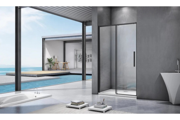 Душевая дверь в нишу Good Door Idea WTW-120-C-B 120 см, профиль черный, раздвижная, стекло прозрачное
