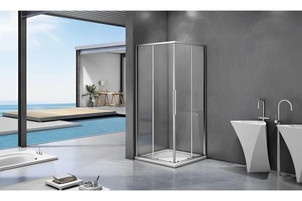 Душевой уголок Good Door Idea CR-100-C-CH 100x100, профиль хром, квадратный, двери раздвижные