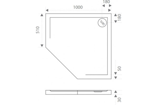 Поддон для душа Good Door Пента 100x100 пятиугольный, низкий