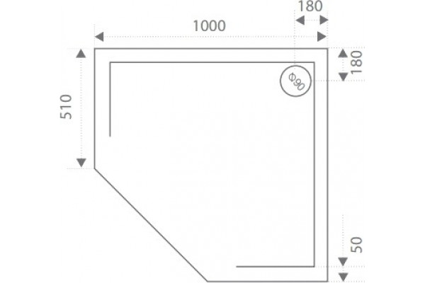 Поддон для душа Good Door Пента 100x100 с ножками и экраном, пятиугольный, низкий