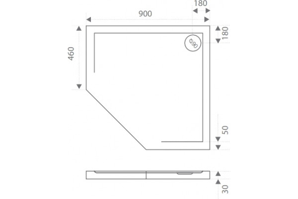 Поддон для душа Good Door Пента 90x90 пятиугольный, низкий