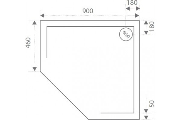 Поддон для душа Good Door Пента 90x90 с ножками и экраном, пятиугольный, низкий