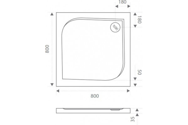 Поддон для душа Good Door Квадро 80x80 квадратный, низкий