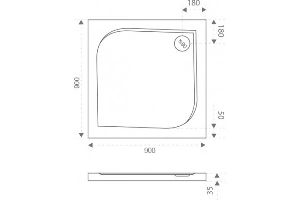 Поддон для душа Good Door Квадро 90x90 квадратный, низкий