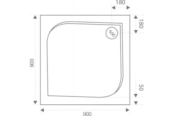Поддон для душа Good Door Квадро 90x90 с ножками и экраном, квадратный, низкий