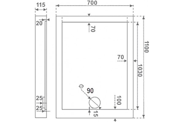 Поддон для душа Good Door Олимпик 110x70 прямоугольный, низкий