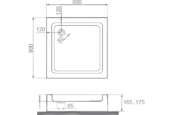 Поддон для душа Good Door Аполло 80x80 квадратный, средний