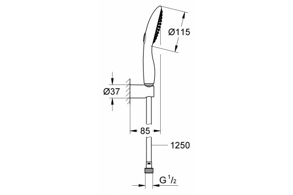 Душевой гарнитур Grohe Power&Soul 115  шланг 125 см, 2 режима