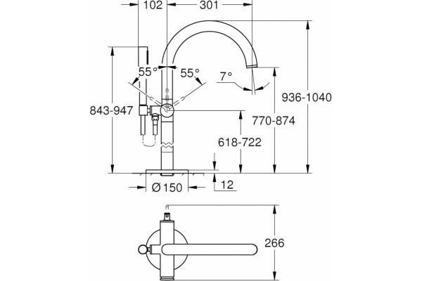 Смеситель Grohe Atrio New 32653003 напольный однорычажный, хром