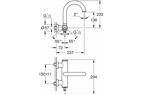 Смеситель Grohe Atrio New 32652003 для ванны с душем, однорычажный, хром