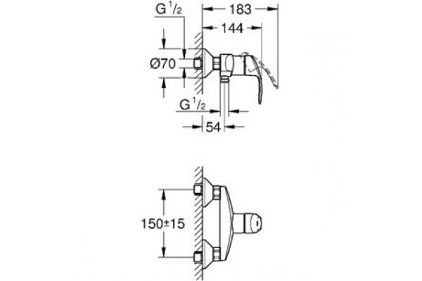 Душевой комплект Grohe Eurosmart New 124410 хром, шланг металлический 50 см