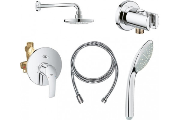 Душевой комплект Grohe Eurosmart New 124440 С ВНУТРЕННЕЙ ЧАСТЬЮ хром, шланг металлический 175 см