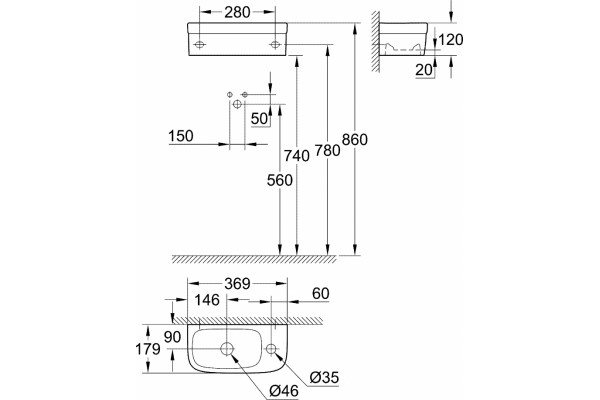 Рукомойник Grohe Euro Ceramic 39327000 цвет белый, полукруглая