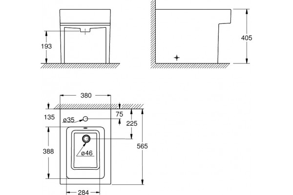 Биде напольное Grohe Cube Ceramic 3948700H цвет белый, прямоугольное, 38x56.5 см