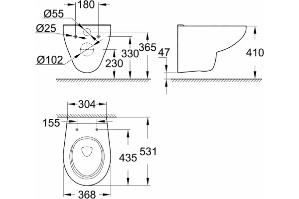 Унитаз подвесной Grohe Bau Ceramic 39427000 белый, овальный, 36.8x53.1 см