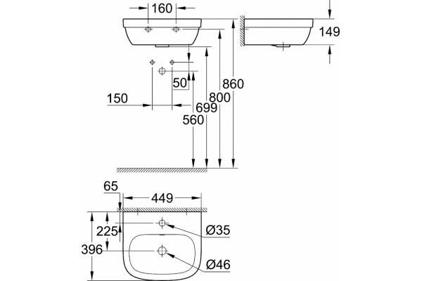 Рукомойник Grohe Euro Ceramic 39324000 цвет белый, полукруглая