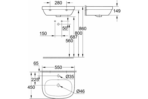 Раковина Grohe Euro Ceramic 39336000 цвет белый, полукруглая