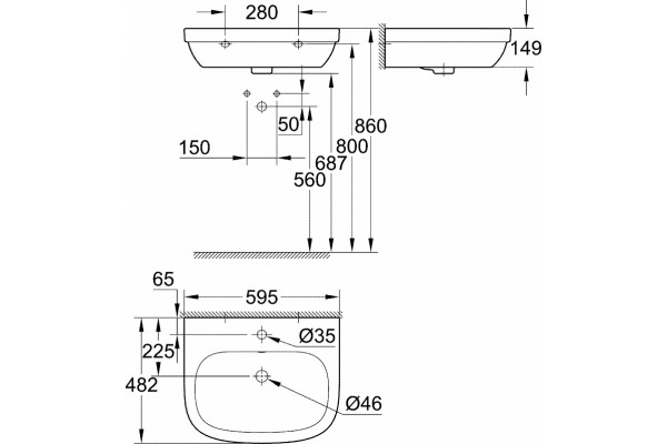 Раковина Grohe Euro Ceramic 3933500H цвет белый, полукруглая