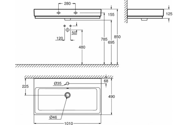 Раковина Grohe Cube Ceramic 3938600H цвет белый, прямоугольная
