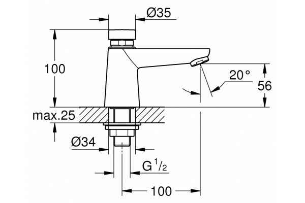Кран Grohe Euroeco Cosmopolitan T 36265000 для раковины нажимной, хром